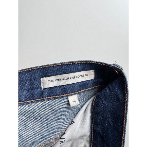 Aritzia DENIM FORUM Joni High Rise Loose 29L Dark Straight Leg Jeans, Size 24 - Picture 10 of 13